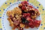 Plum and hazelnut crumble