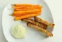 Roasted carrots, toasted bread and avocado mayonnaise.