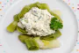 Leeks, just steamed, served with a gribiche sauce.