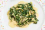 Whole Swiss chard, leaves and stems, cooked in a sorrel cream sauce.
