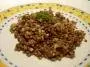 Warm lentils, grilled bacon, French dessing and chives.