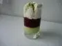 3 layers: lime, blackcurrant and vanilla.