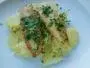 Sole fillets floured and cooked in butter with lemon and parsley.