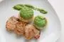 Pan-fried pork medallions and turnips, boiled then fried, filled with a green cream made from their tops.