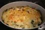 Gratin of spinach with hard-boiled eggs and Mornay sauce.,