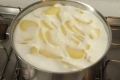 The strange foam of potatoes in milk