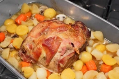 Roast in the bag pork with fondant vegetables.