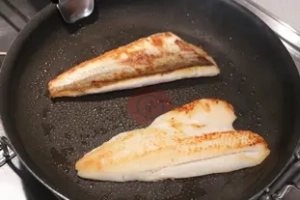 The skin side of the fish first?